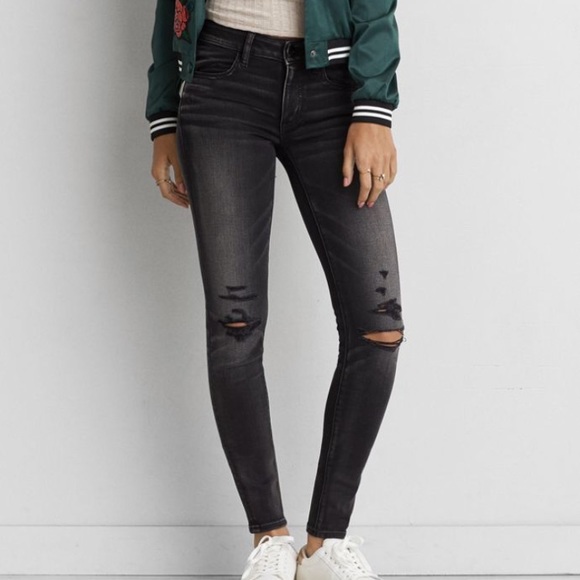 american eagle super stretch black jeans